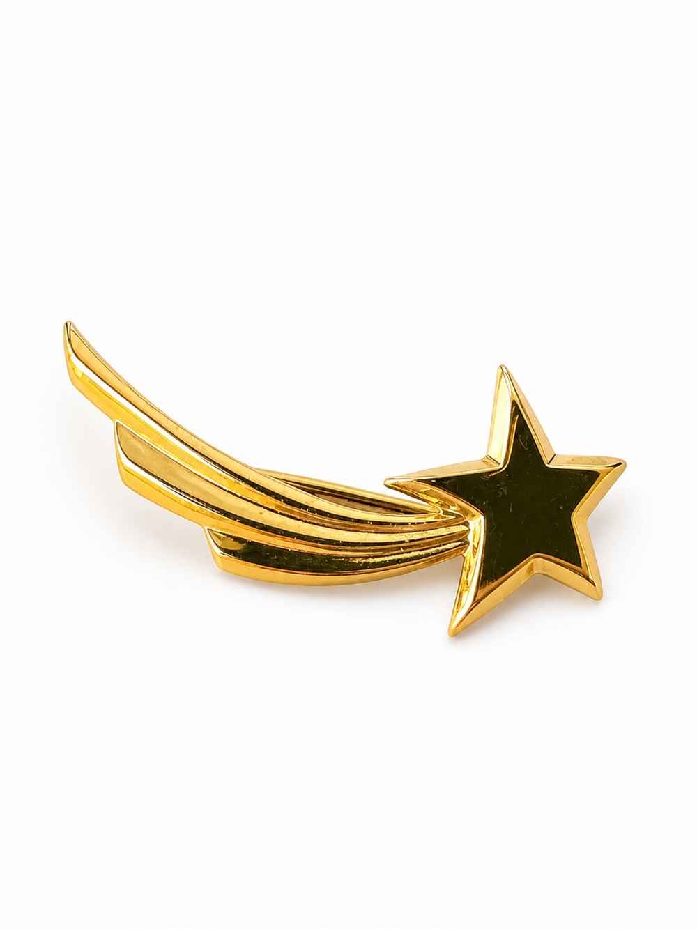 Vintage Gold Shooting Star Brooch Comet Pin Minimalist Celestial Retro